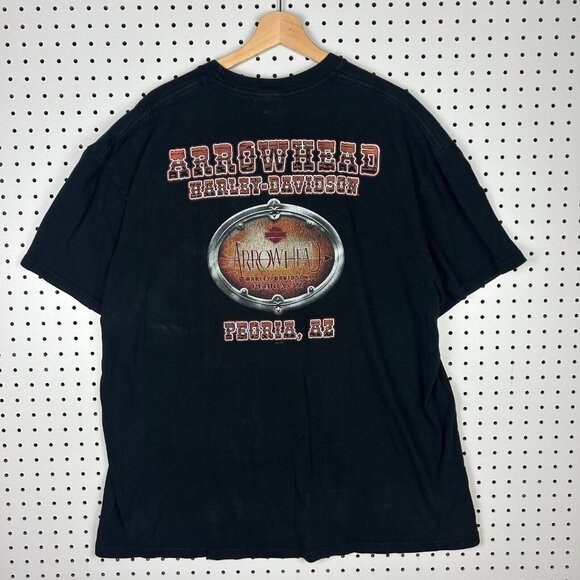 Harley Davidson Motorcycle Biker T Shirt 2XL Black Graphic‎ Peoria Arizona Arrow - Picture 4 of 6